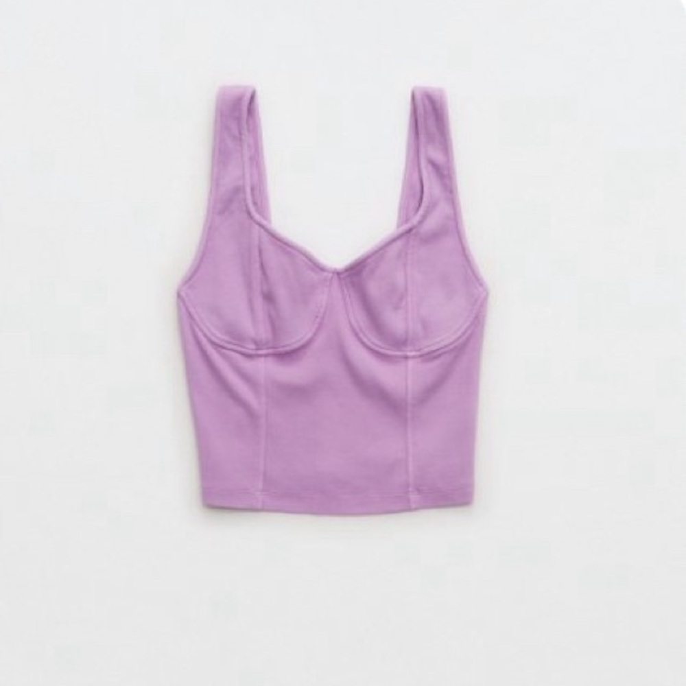 Aerie Violet Tulip Corset Cropped Tank Top